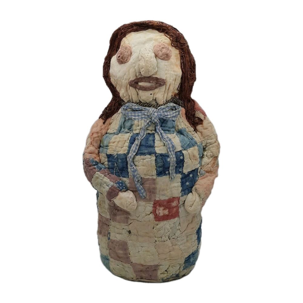 Vtg Rare Thomas Miller Handmade Quilt Mache Folk Art Sculpture Doll Primitive